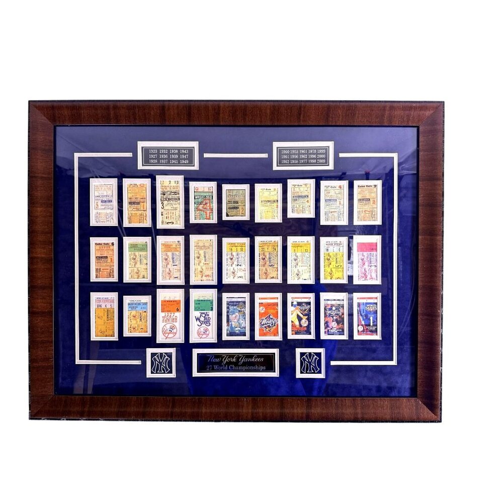 New York Yankees 27 World Championships Ticket Stubs Framed Display MLB 31x24